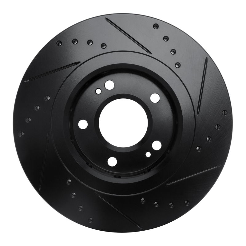 Mitsubishi Lancer Brake Rotor (1) - Front Right - R1 Concepts - Drilled & Slotted - Black - `09-`15